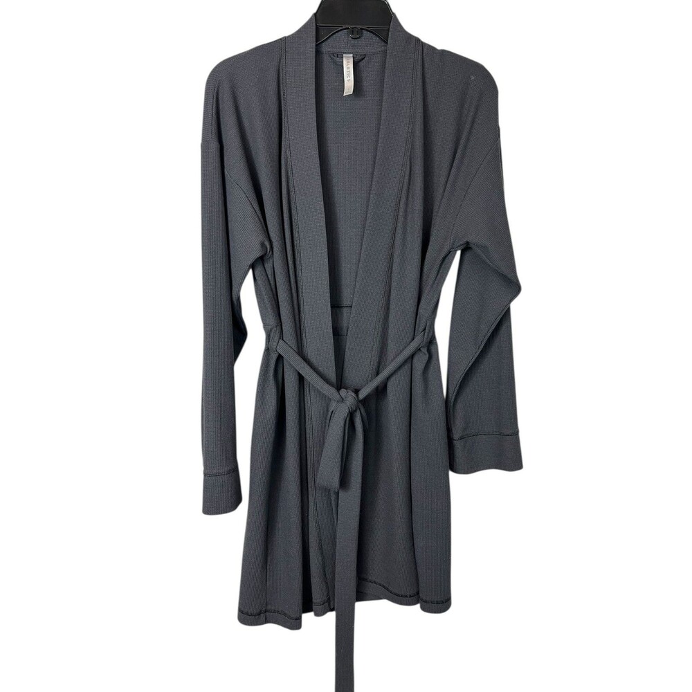Fabletics Blue Waffle Knit Belted Cardigan Duster Sweater  Size S  Swim Cover